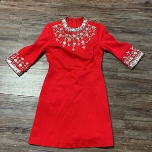 Vintage mini red cocktail dress with crystals